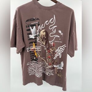 Chillregime Graphic T-Shirt XL Brown Skeleton Dove Rose Streetwear Spirit 2023